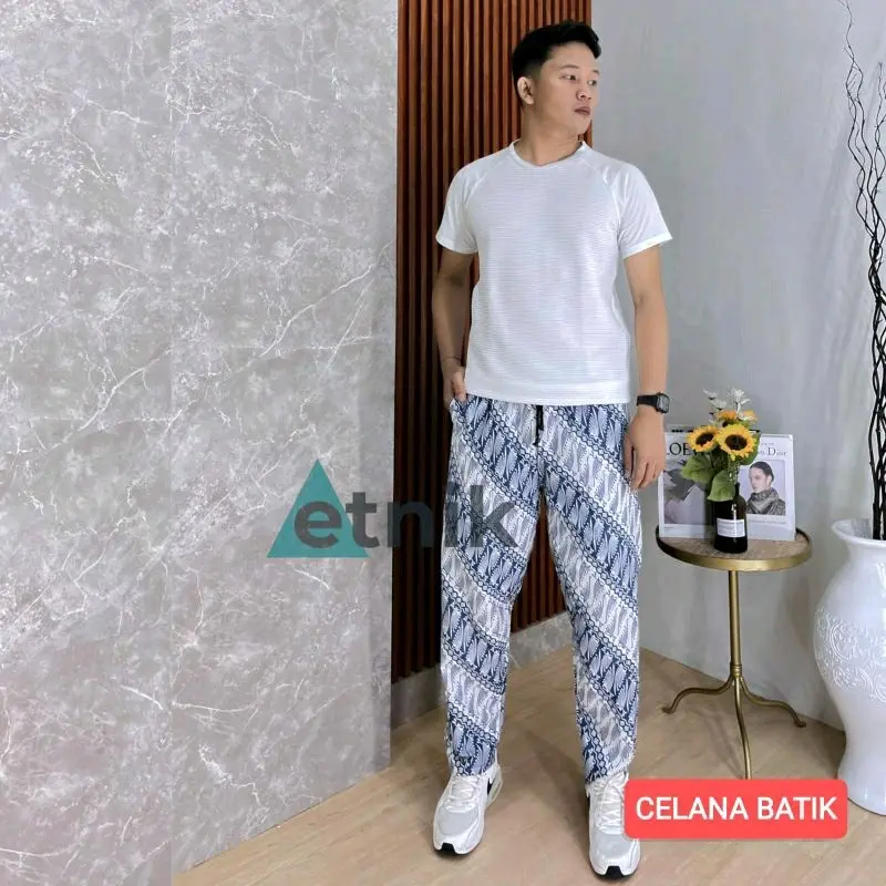 Celana Batik - Celana Boim Bahan Katun Adem - Celana Unisex - Celana santai Harian Motif serong 3