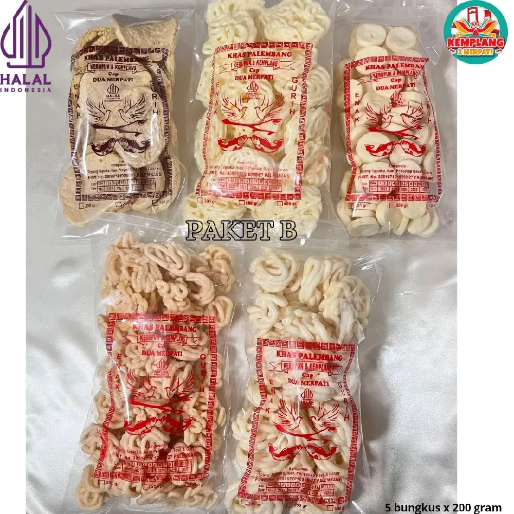 PAKET B ISI 5 BUNGKUS @200 gram [MAWAR,MINI,KULIT,SANGGUL UDANG,SANGGUL IKAN] 1 KG  Cemilan Kerupuk  Snack