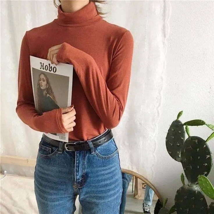 KAOS TURTLENECK CEWEK LENGAN PANJANG BAJU KERAH TINGGI WANITA KEKINIAN PAKAIAN MODIS & TRENDY 0