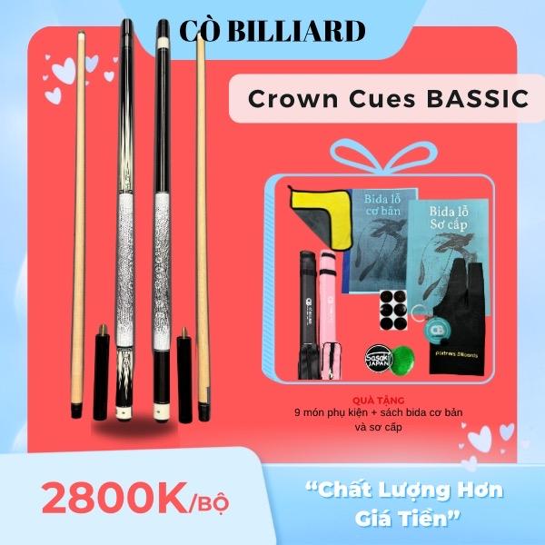  Cơ bida lỗ Crown Cues Bassic 01,02   tặng kèm 9 món pk và sách bida cơ bản     độc quyền tại CÒ BILLIARD   