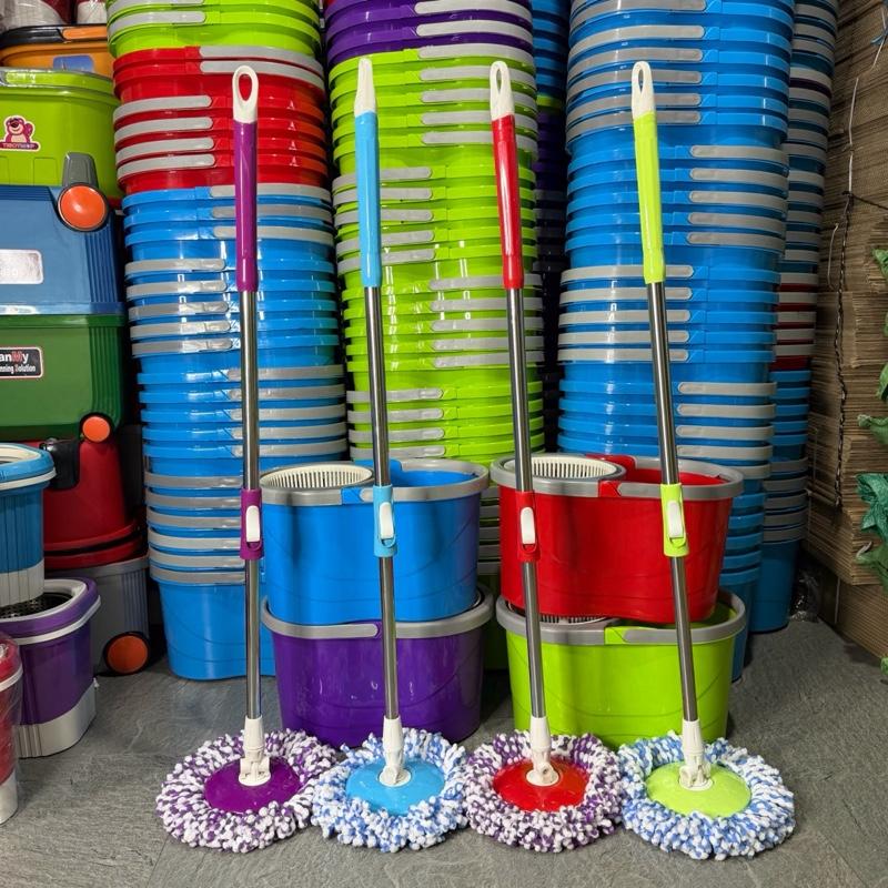 Bộ lau nhà 360 độ lồng nhựa có bánh xe giá siêu hời- màu sắt đa dạng-tiện lợi- thông minh
