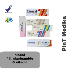 Niacef gel, parasol 33 spf, heliatech 45spf face sunscreen , vit4cd krim