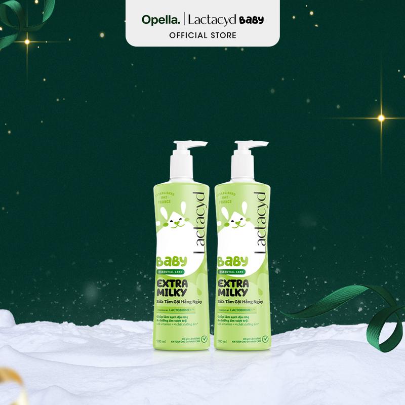  Bộ 2 chai Sữa Tắm Gội Trẻ Em Lactacyd Baby Extra Milky Làm Sạch Dịu Nhẹ và Dưỡng Ẩm Vượt Trội 500ml chai Cho Bé 