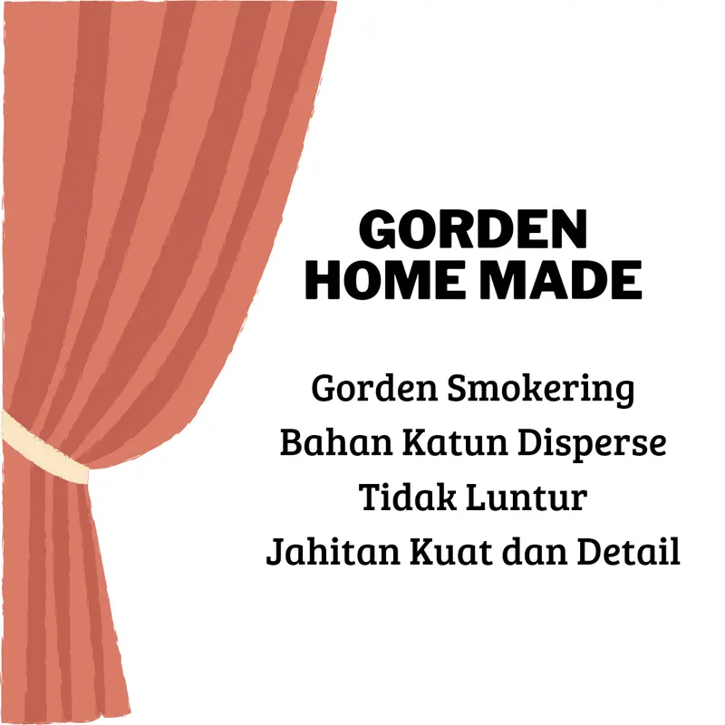 Promo Paket Hemat 4 pcs Gorden Smokring Ring 10 Bahan Katun Dispers Tali Terpasang Mudah Pasang High Quality Home Made Polos Dan Motif Curtain 2