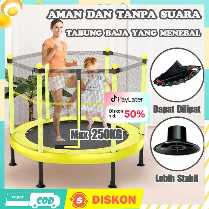 BARU - TRAMPOLIN MAINAN ANAK MAINAN OUTDOOR JARING TRAMPOLINE ANAK ANAK 55 INCHE PROTECTIVE NET KID CHILDREN JUMPING PAD SAFETY PROTECTION GUARD SPORT TOYS BAYI OLAHRAGA