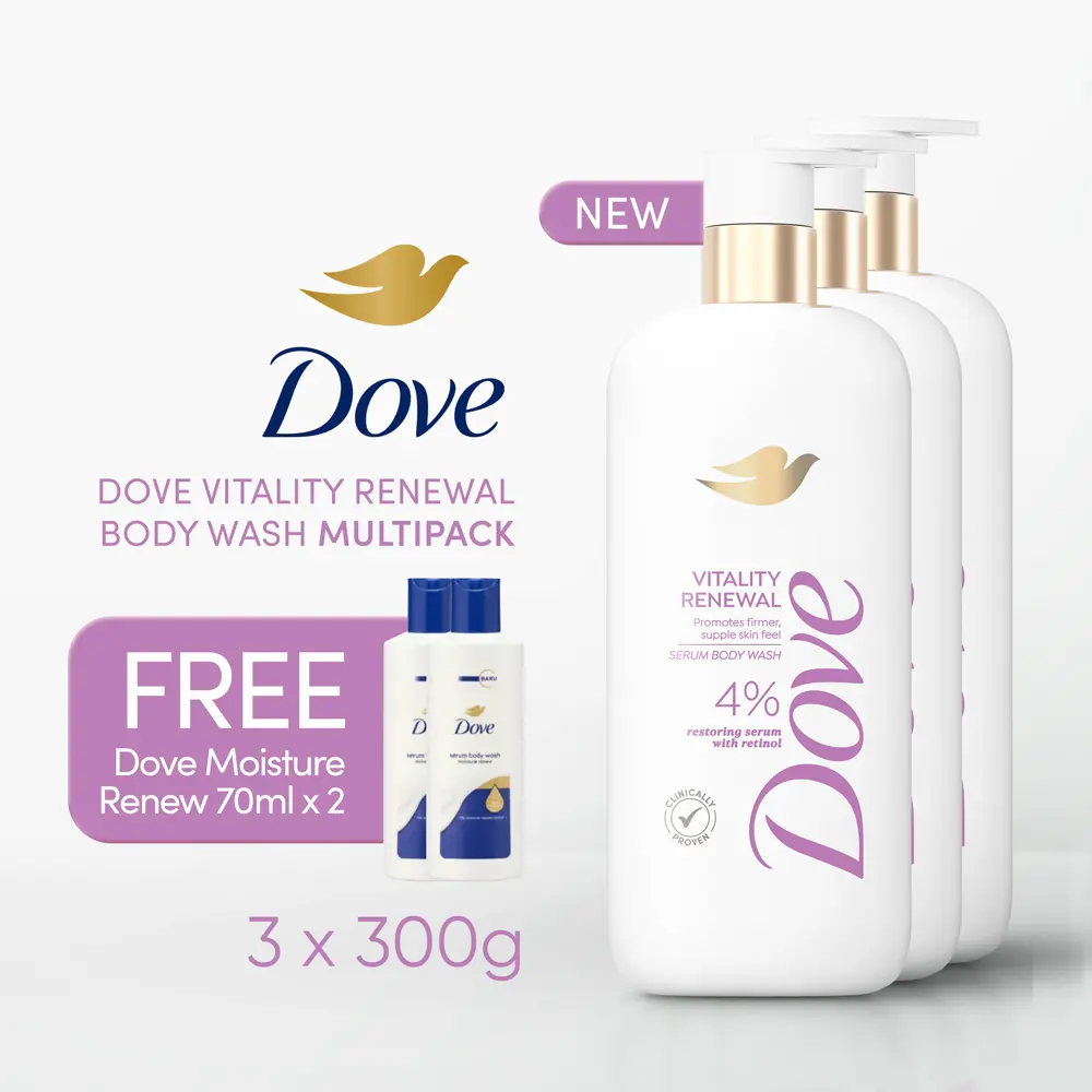 [Free Dove Renew 70MLx2] Vitality Renewal 300g x3