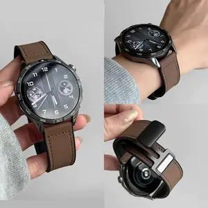 Strap Kulit Asli Magnetik 22MM/20MM/18MM Tahan Air untuk Jam Tangan Olahraga Tipe Umum Nyaman dan Stabil Cocok untuk Gym Lari dan Bersepeda