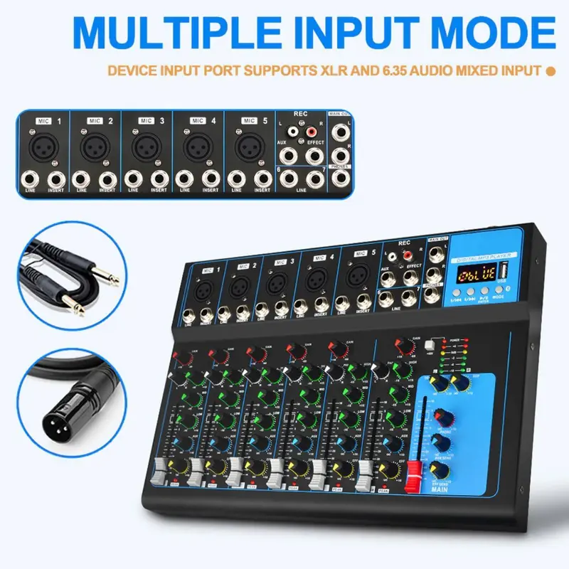 Yamaha USB 7 Saluran Console Pencampuran Bunyi dengan Mixer Rekod Bluetooth untuk KTV Stage Amplifier Audio Compact Plug Smartphone Recording Wireless Bass Subwoofer mixer  4 channel 4