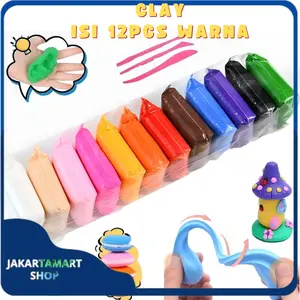 JAKMART Polymer Mainan Anak Isi 12pcs Clay Edukasi Slime Clay Dough Colour Play