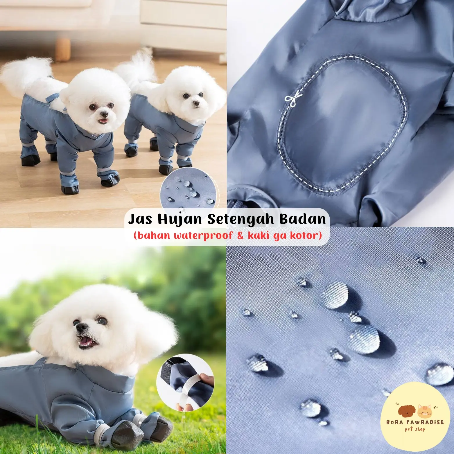Termurah Pawtect Baju Jas Hujan Anjing dan Kucing Anti Kotor Anti Basah dengan Sepatu One Set