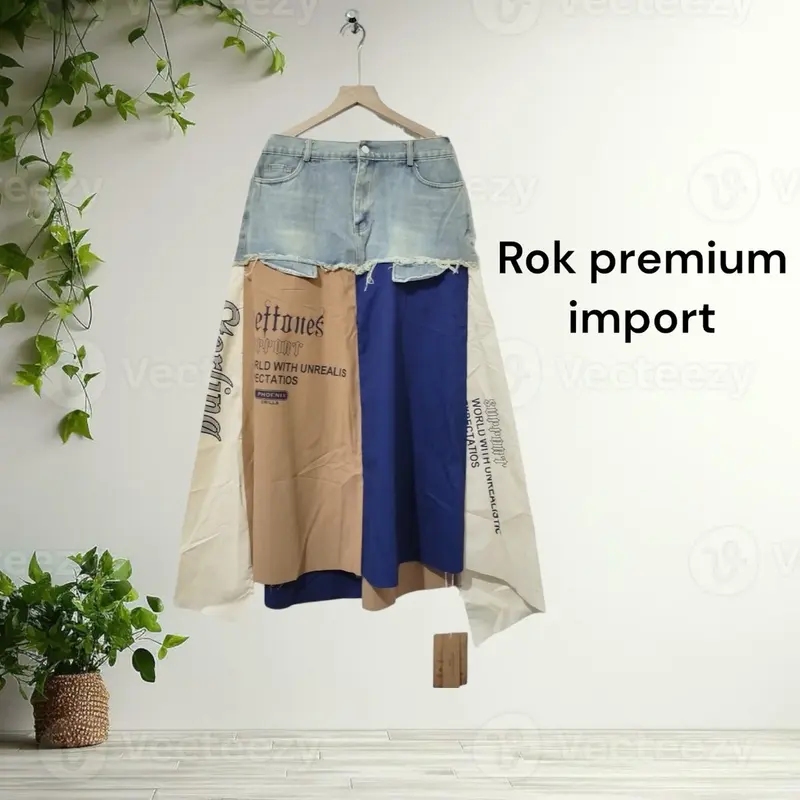 Rok import premiun bahan jeans kombinasi katun 0