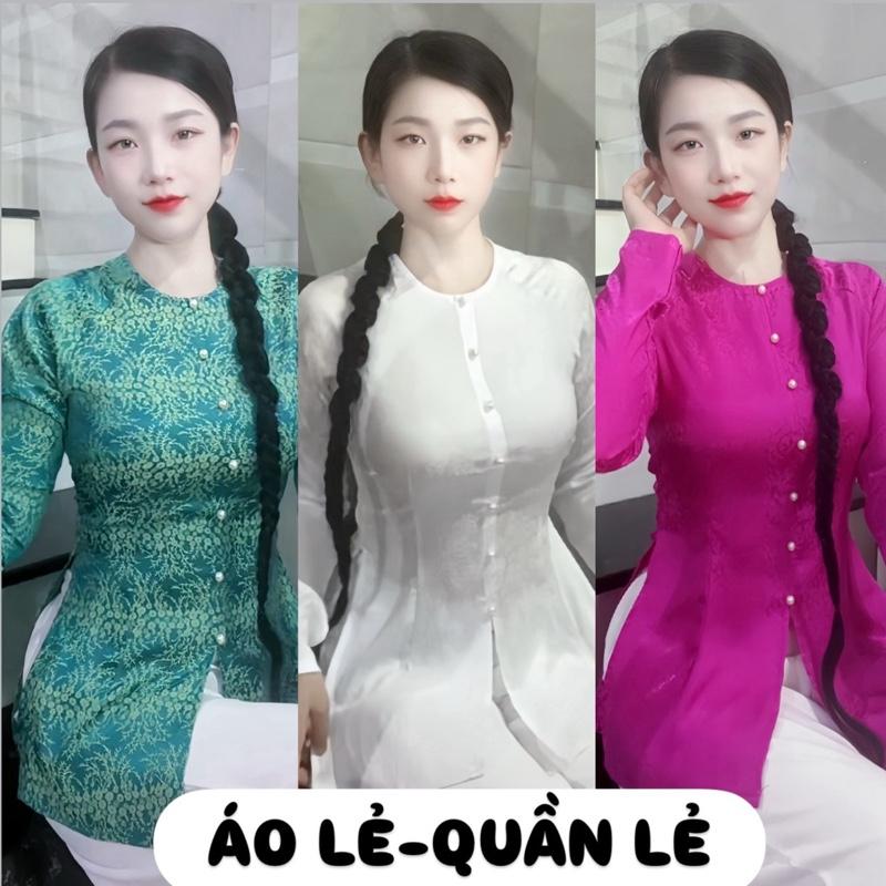 Quần lẻ Áo Lẻ bà ba nữ áo gấm 2 da cổ tròn tay ráp lăn dây khóa kéo sau lưng quần lụa mango