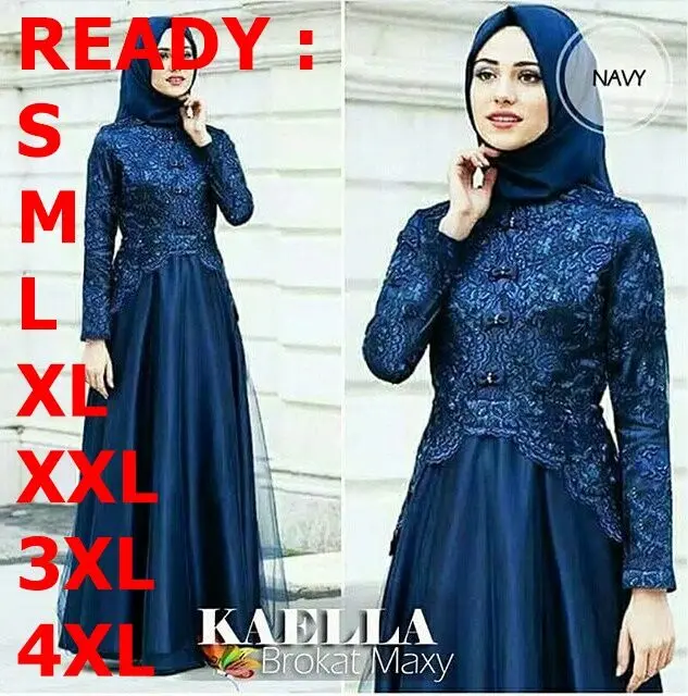 Terbaru 2024 Baju Gamis Brokat Kaella Maxy Dress Wanita S M L XL XXL 3XL 4XL Dress Kondangan Lebaran Terlaris Fashion Muslim Kekinian Murah Bisa COD 5
