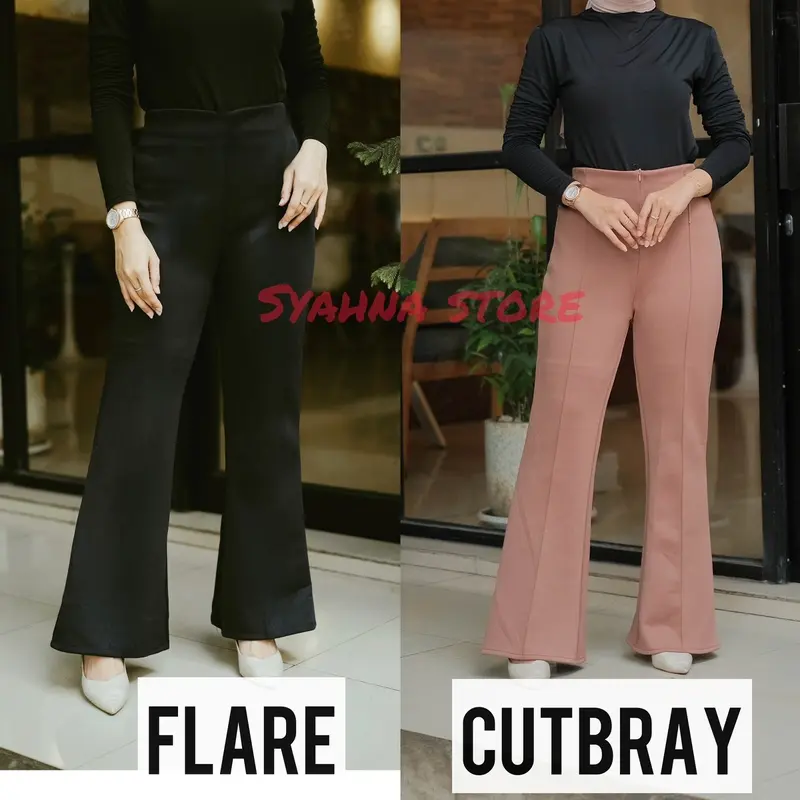 Syahna - Celana Cutbray Scuba Highwaist Bawahan Wanita