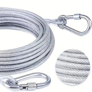 Cuerda para colgar ropa de acero inoxidable, 1 unidad portátil con botón de bloqueo, cuerda para colgar ropa para lavandería interior/exterior, accesorios de camping, baños y dormitorios