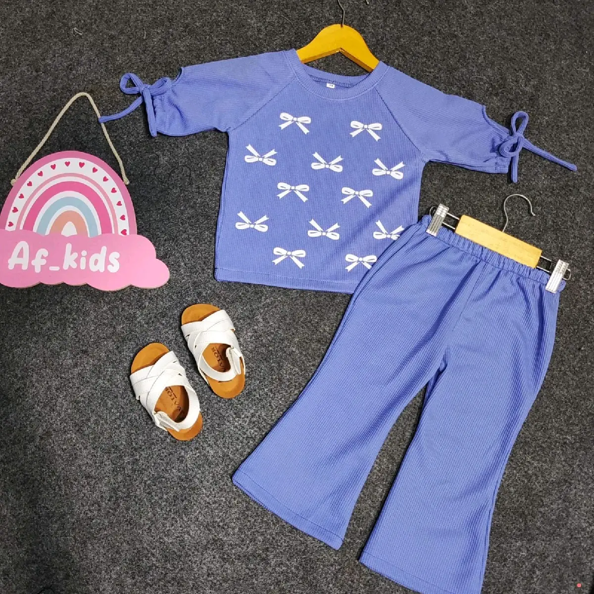 Setelan Baju Anak Perempuan Vita variasi tali di Tangan fashion Anak Cewek