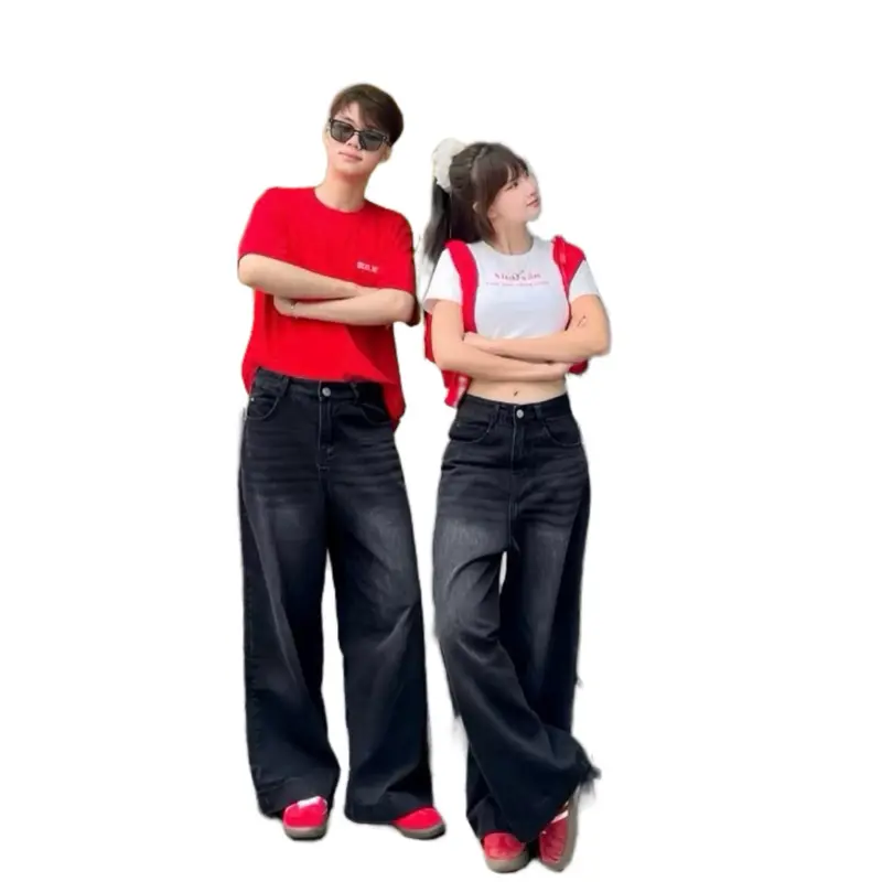 Celana loose jeans haigwaist baggy jeans | celana skena jeans Kulot Panjang Tebal