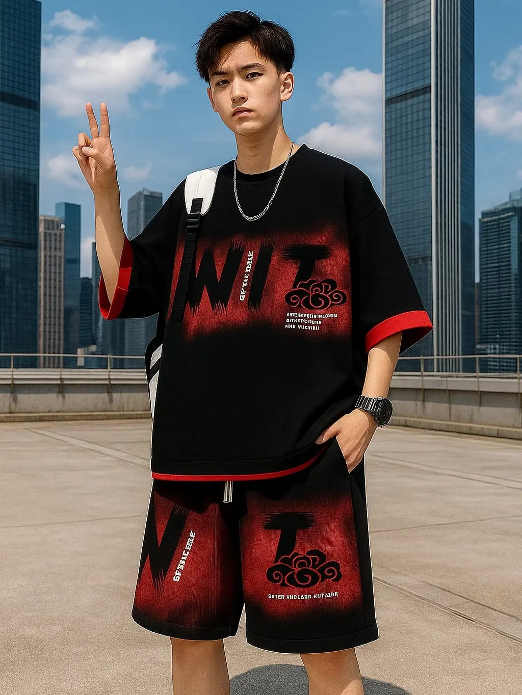 DIMITRI SETELAN WIT SET ATASAN BAJU DAN CELANA PENDEK UNISEX Wanita Pria Dewasa