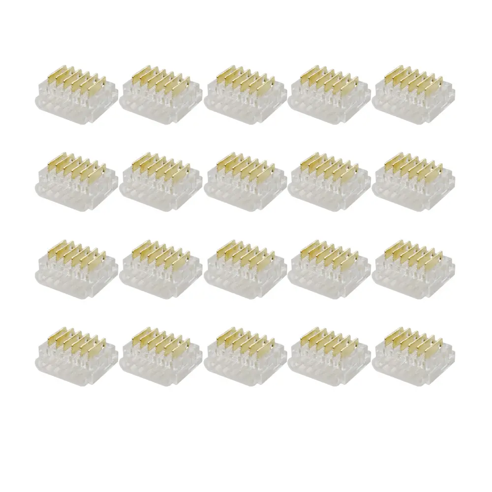 RGBWW LED Strip Light Connectors 6-Pin 12mm Solderless Clips for SMD 5050 Strip-to-Wire Joints
