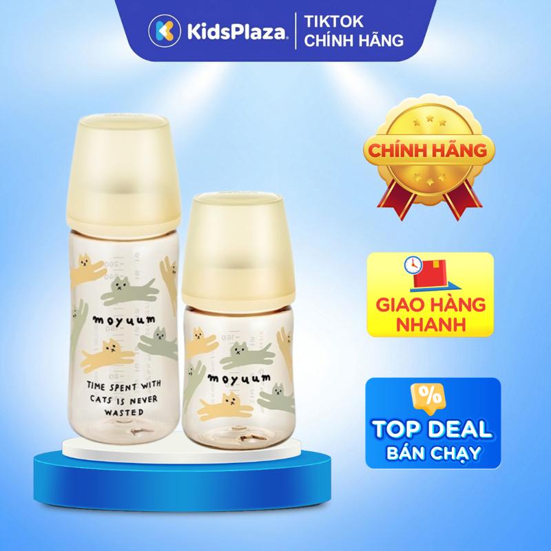 [MỚI] Bình sữa MOYUUM Premium họa tiết With Cat 170ml/270ml PPSU chính hãng - Kidsplaza