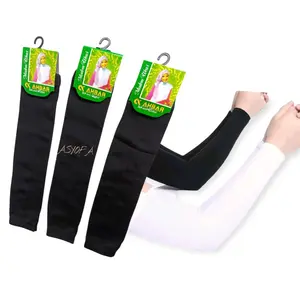 Manset Tangan Paket ( 1 Pasang )Warna Putih Cream Hitam, Handsock Tangan Lengan Panjang,Manset Tangan Polos, Sarung Lengan Pria Dan Wanita Muslim