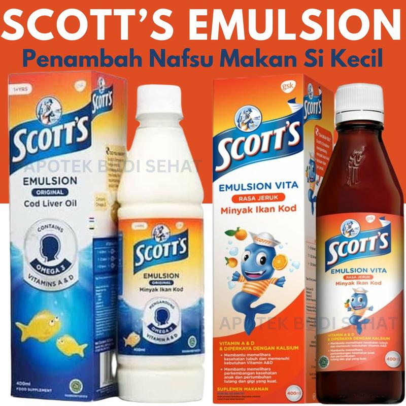 Scott emulsion Omega 3 DHA Scott's emulsion 200 mL Scott Putih Vitamin Anak Scott Scoot Minyak Ikan KOD Vitamin Omega 3 DHA Rasa ORIGINAL Vitamin Anak Scoot Emulsion Vitamin Scott Anak 0