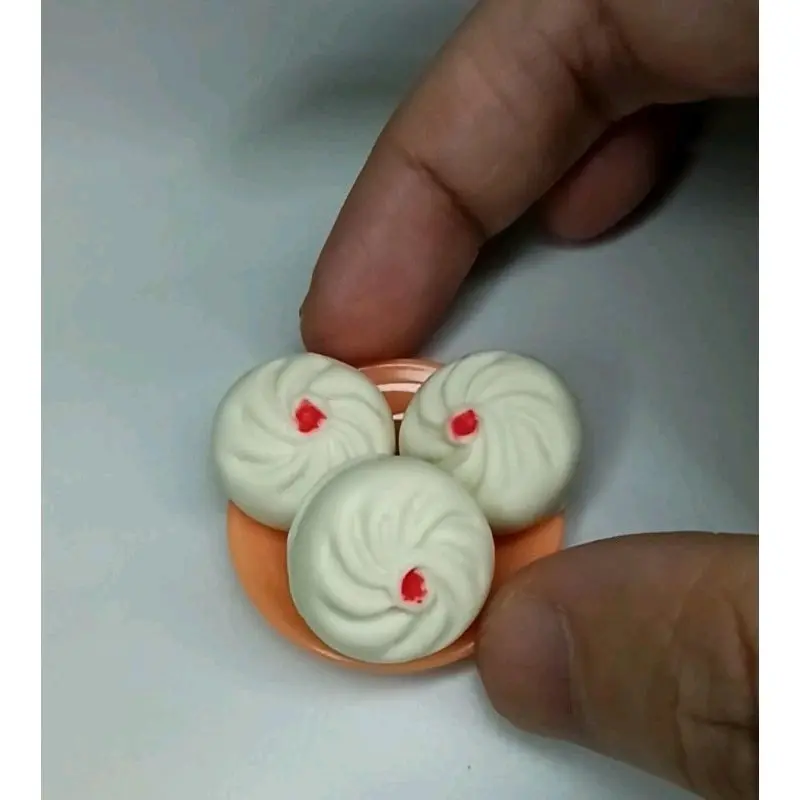 5PCS Handmade Miniature Polymer Clay Char Siew Bao Charm Croc Jibbitz Ear Stud Fridge Magnet