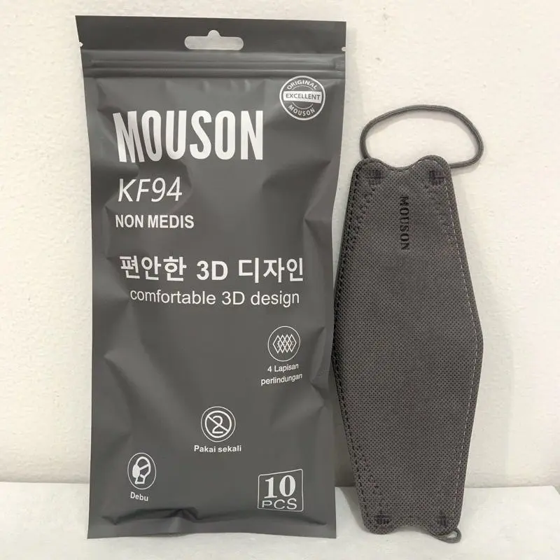 Masker Kf94 Mouson Hitam Putih 50 Pcs Perlindungan Maksimal Dari Debu & Virus