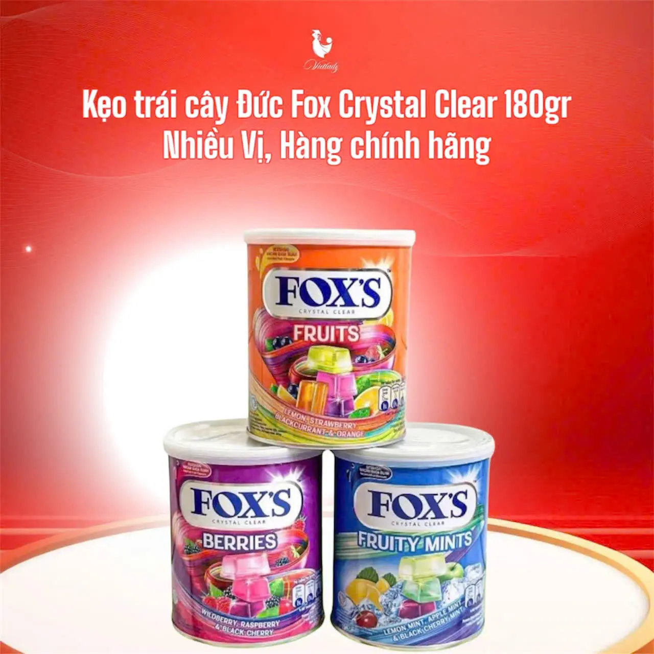 Kẹo Trái Cây Đức Fox Crystal Clear 180gr - Nhiều vị, Hàng Chính Hãng