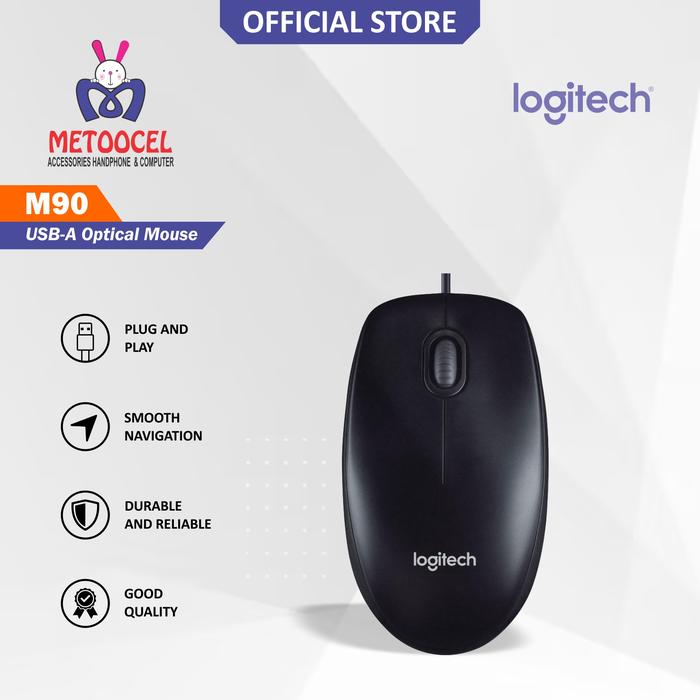 Gambar Logitech Mouse M90 Kabel USB Desain Ergonomis Plug and Play dari Metoocel Official Kota Administrasi Jakarta Barat Tokopedia