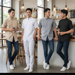 Granito.id - DIMAZ SHIRT Beskap Pria Dewasa Tradisional lengan Pendek Baju Kondangan Formal Stripe Polos Elegan Semi Wool Toyobo