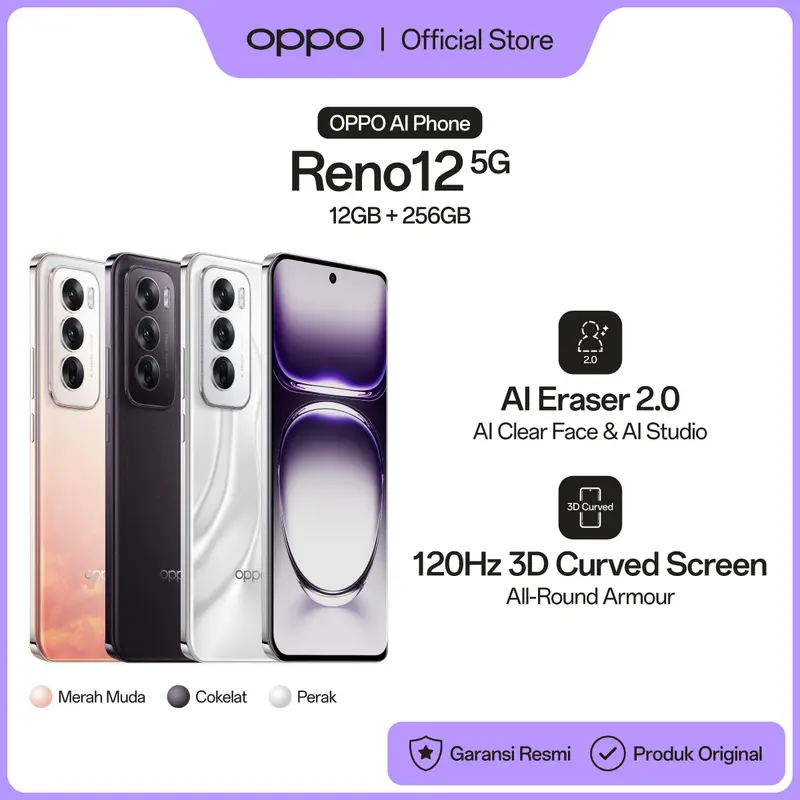OPPO Reno12 5G 12GB/256GB Smartphone (Garansi Resmi) 0