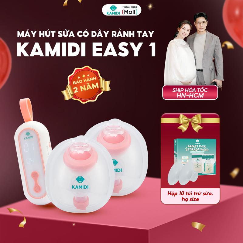   Hỏa tốc HN - HCM   Tặng 2 cặp hạ size18 22  Máy hút sữa điện đôi rảnh tay Kamidi Easy 1 4 chức năng 15 cấp độ hút phễu silicone mềm mại ôm trọn V1. HÚt không ra sữa hút yếu xem video shop HD 