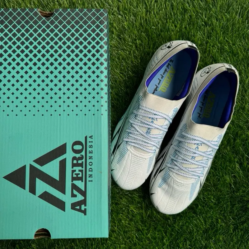 AZERO - Sepatu Bola Excelon Putih Biru Outsole KDH Size 39-43 Sepatu Bola Dewasa sepatu bola lapangan 0