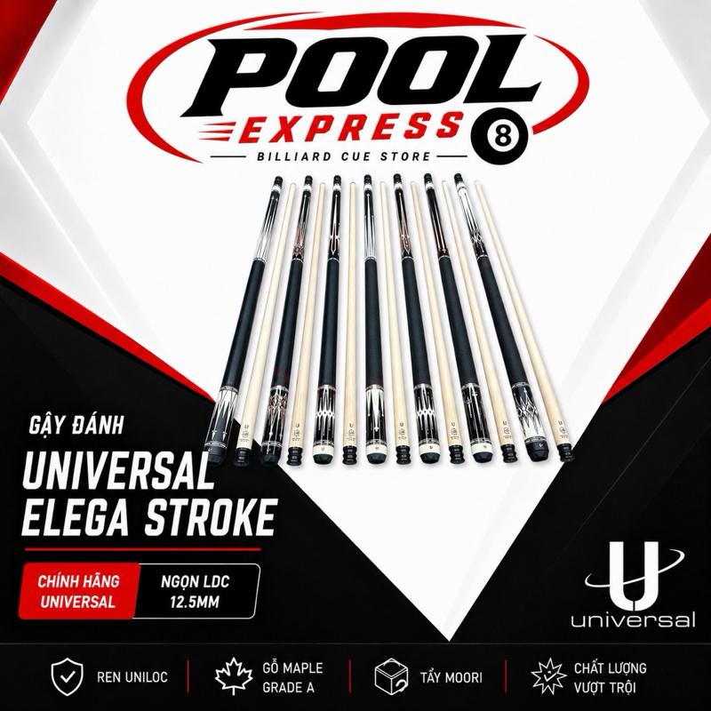 Gậy bi-a, Cơ bida lỗ Universal Elega Stroke Series, Universal ES Series ( ) Kèm phụ kiện
