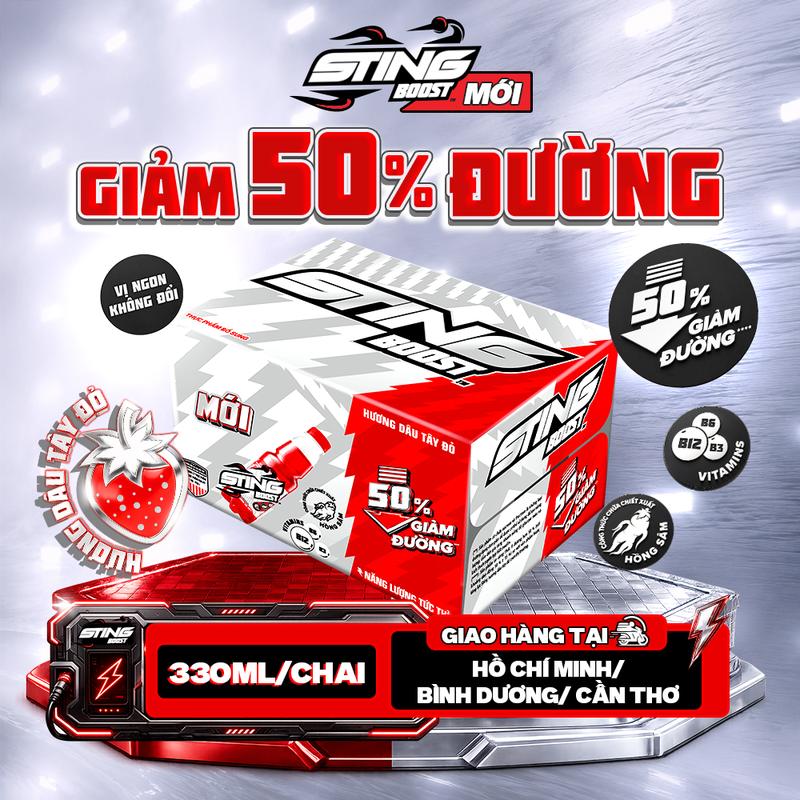 Thùng 24 Chai Nước Tăng Lực Sting Dâu
