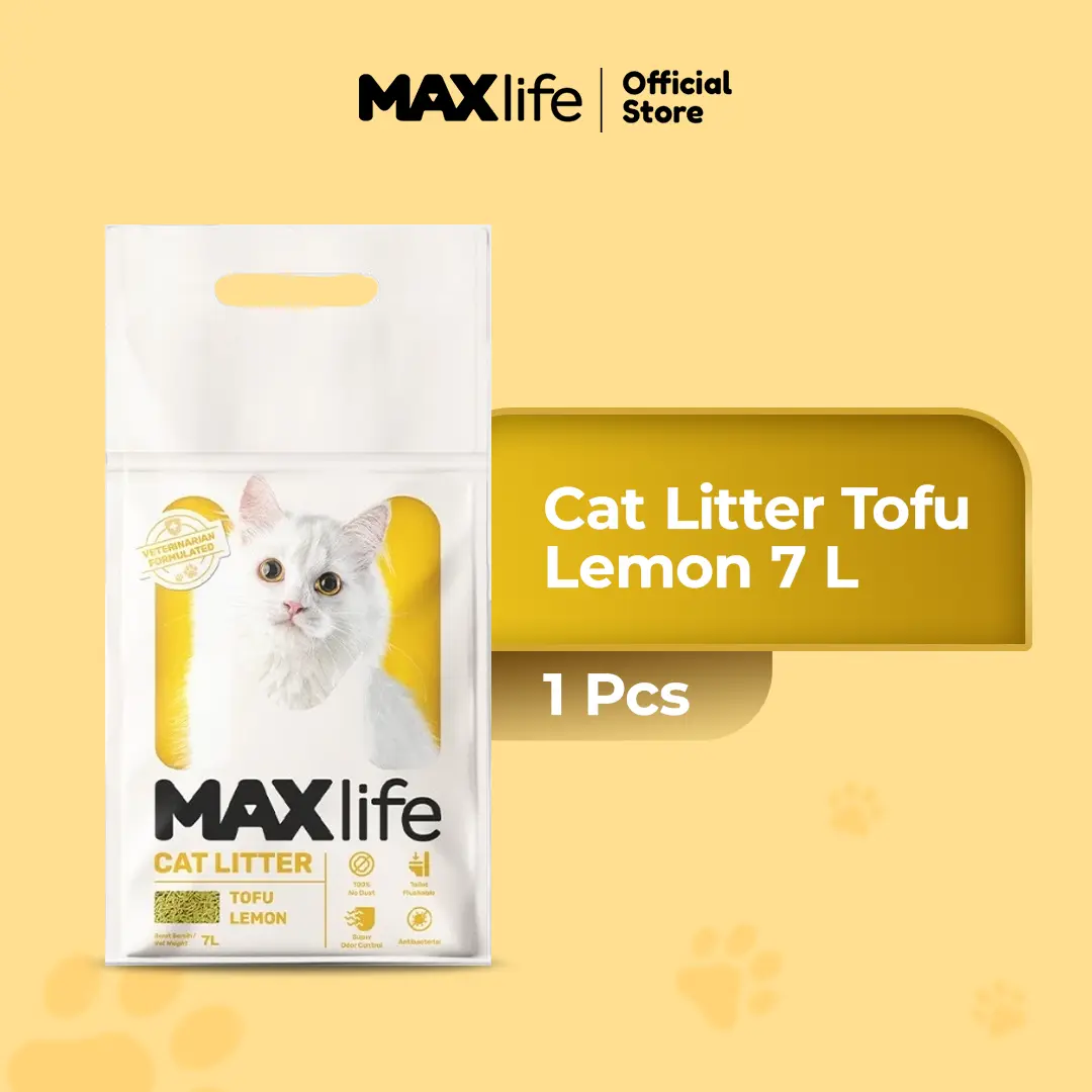 MAXlife Cat Litter Tofu | MAXlife Cat Litter Tofu Lemon 7L | Pasir Kucing Gumpal Anti Debu
