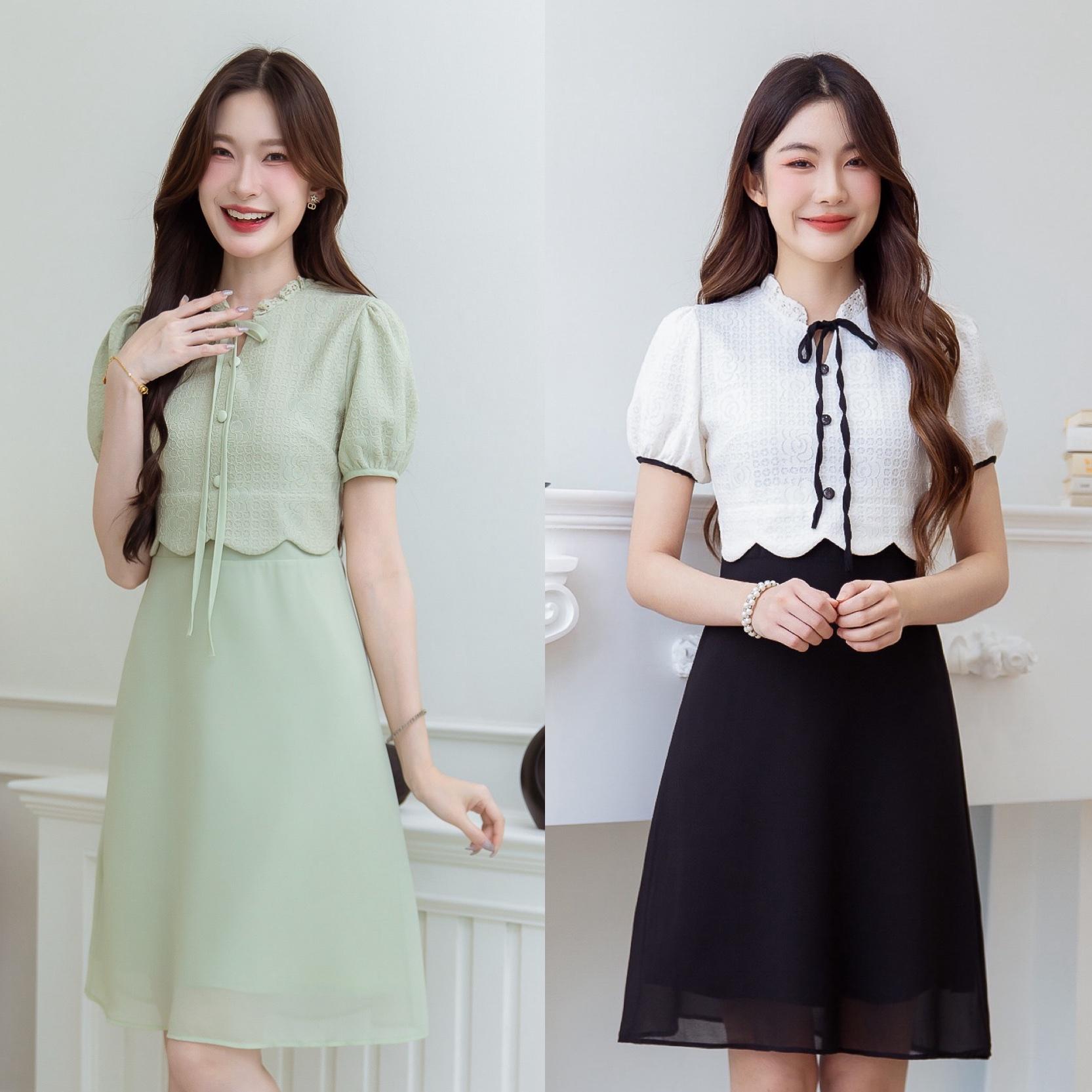 ALERT BRAND เดรสลูกไม้กระโปรงชีฟอง สวยเรียบดูดี แนะนำเลยค่ะ เป็นเดรสเสื้อลูกไม้ตัดต่อกระโปรงชีฟองสวย