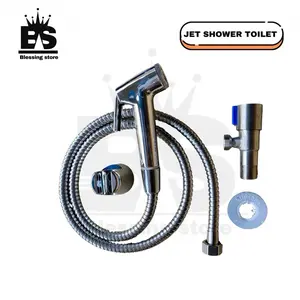 Jet shower semprotan toilet komplit stop kran stainless sus 304 anti karat Selang