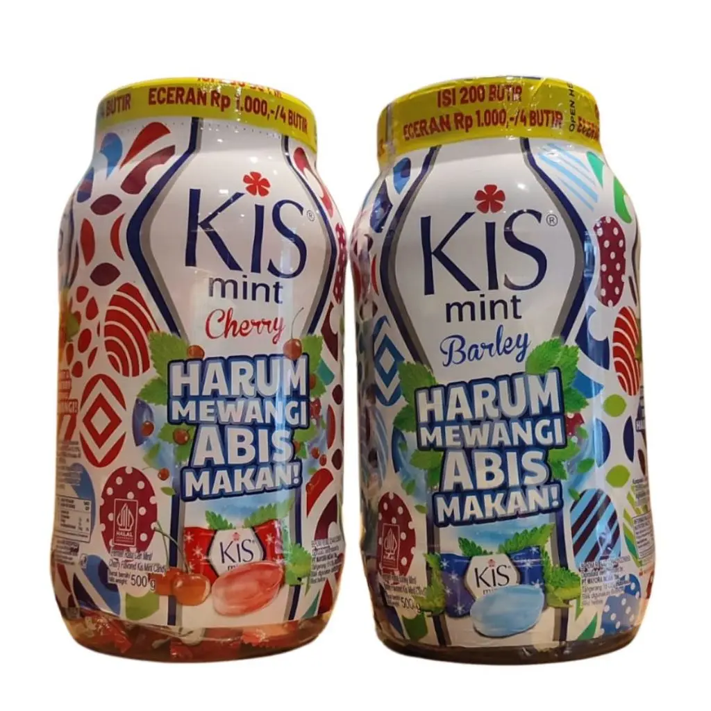 Candy Kiss Kis Pemen Kemasan Toples 500gr Cherry & Barley isi 200 Butir Snack Food