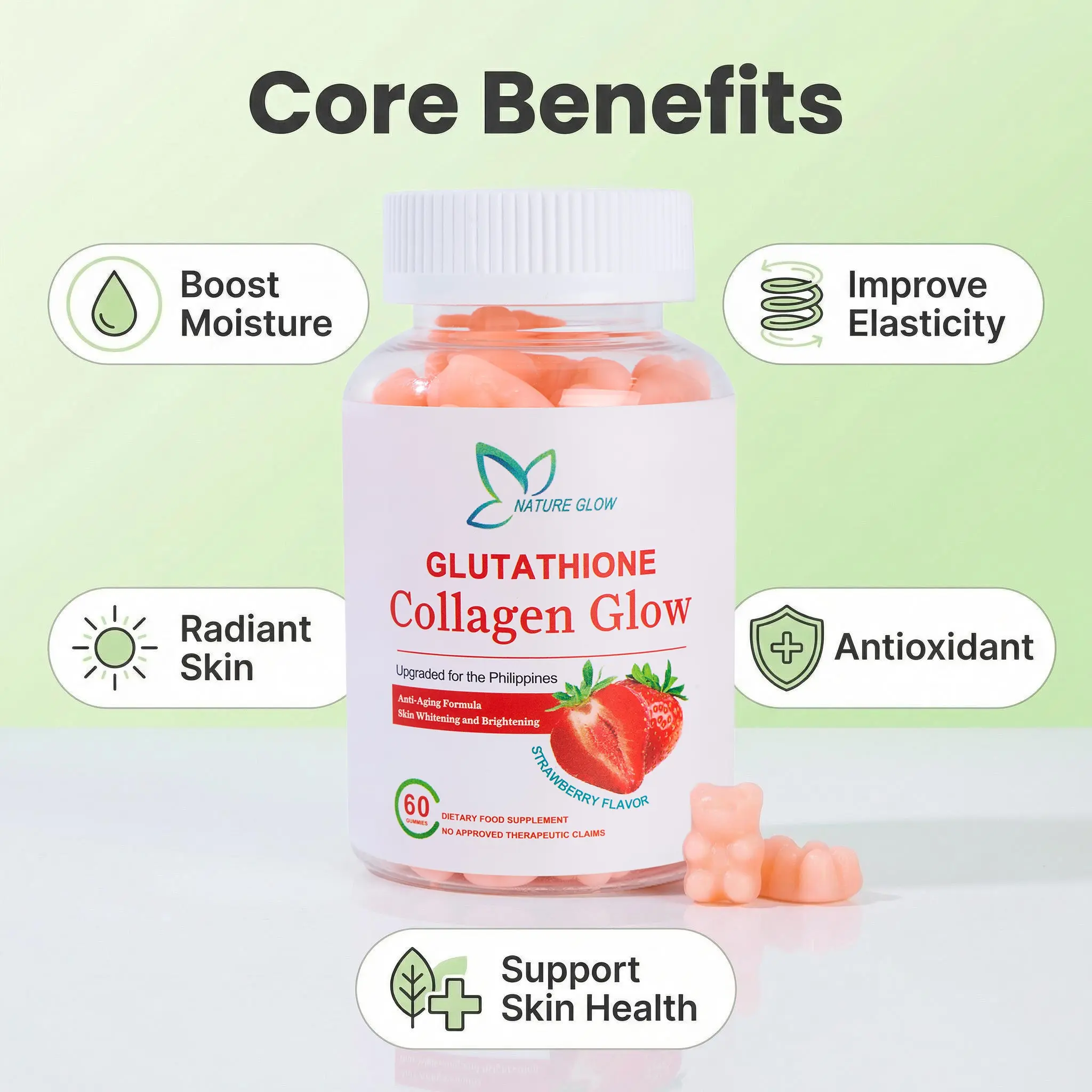 glutathione collagen glow benefits 🎉 **Exclusive One-Day Offer!** 🎉 Transform your health and beauty routine  with our Glutathione Collagen Gummies! 🌟 These delicious gummies are  designed to boost skin elasticity, promote a youthful glow, and support main image 1