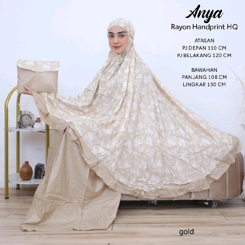 Mukena Dewasa Jumbo Rayon Handprint HQ Aksen Rempel ANYA by Imtiaz Moslem Atasan Bawahan 4