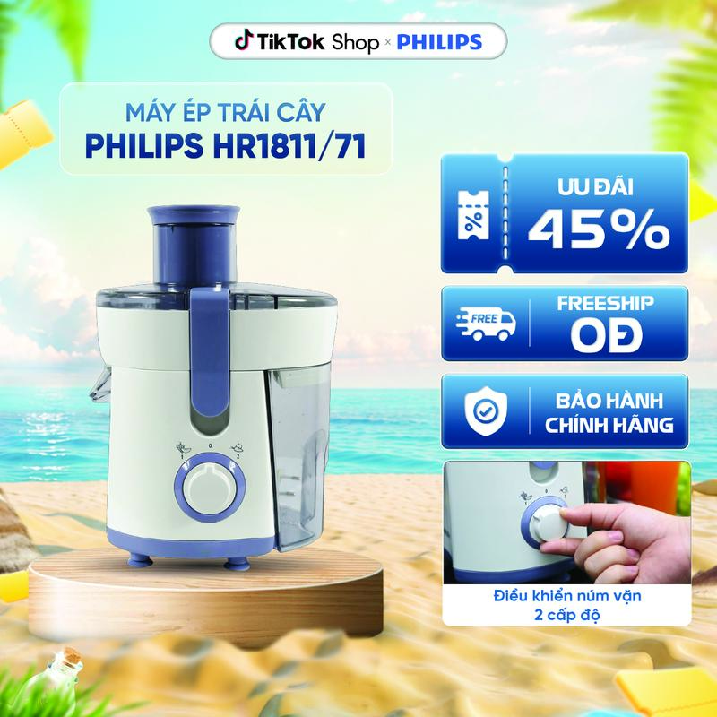 Máy ép trái cây Philips HR1811/71 - Máy ép trái cây nhanh - công suất 300W - Cắt nhuyễn, lọc mịn - BH 24 Tháng