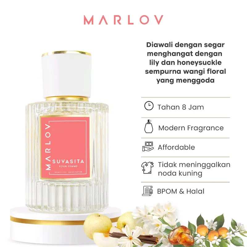 Marlov parfum Suvasita Eau De Parfum dengan aroma mewah tahan lama dan Wangi Elegan Manis 1
