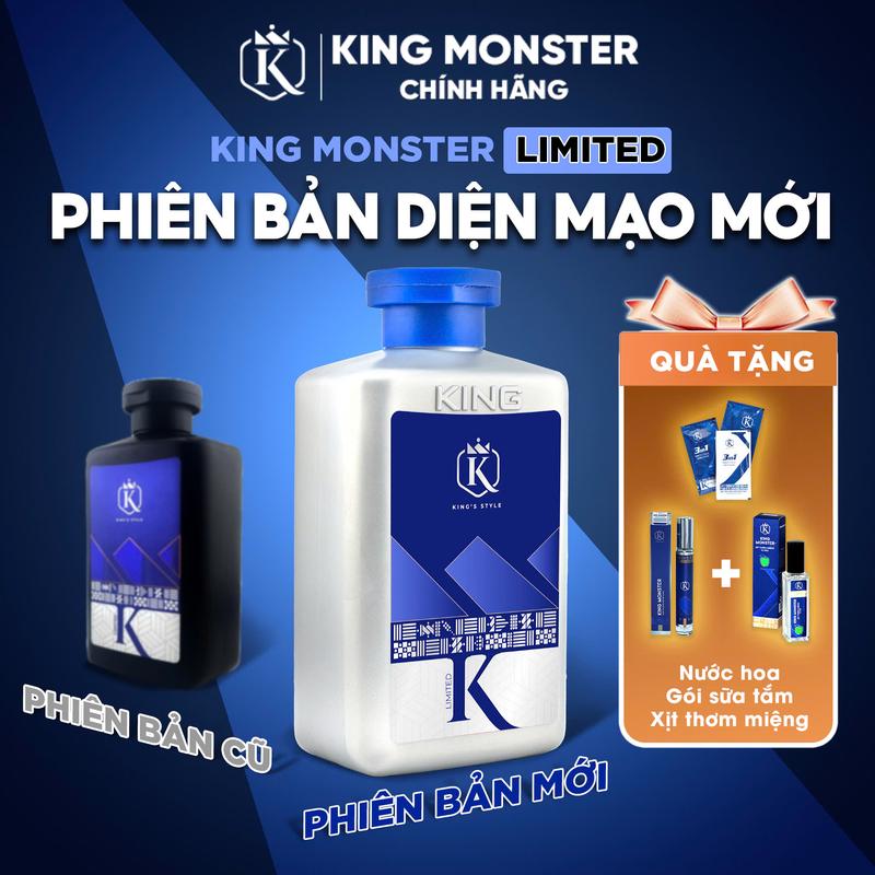 [King Monster] Phiên bản LIMITED Sữa tắm gội nam 3in1 dung tích 350ml - Tặng 1 nước hoa + 1 Xịt Thơm Miệng + 1 Dây 10 Gói