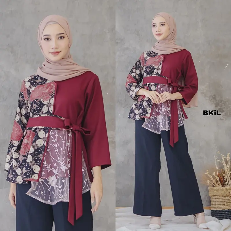 Baju batik wanita kantor Terlaris size m L Xl 1
