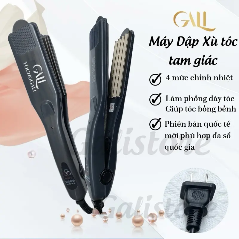Máy Dập Xù Tóc GALI Bản To, bấm xù 4 mức nhiệt 160-220, tạo kiểu tóc làm phồng chân tóc Tam giác younggali chất liệu an toàn thân thiện Galistore PL-288