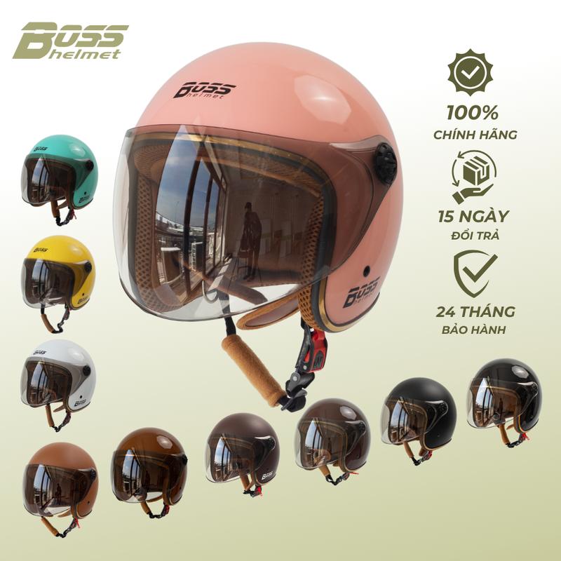  Mũ Bảo Hiểm 3 4 Đầu Có Kính BOSS AT20 Đa Dạng Màu Sắc An Toàn Chất Lượng Vỏ Nhựa ABS Kính PC Lót Vải Poly Bảo Hành 24 Tháng 