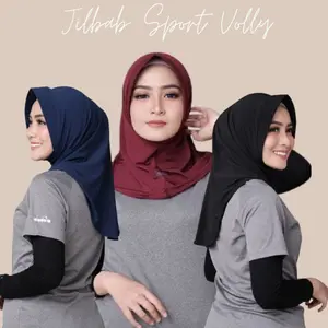 Jilbab Volly Sport Instan Muslim Kerudung Variasi Bahan Jersey Lycra Premium Ukuran 45x55cm Nyaman Dipakai Jahitan Rapi Teratur - Sporty