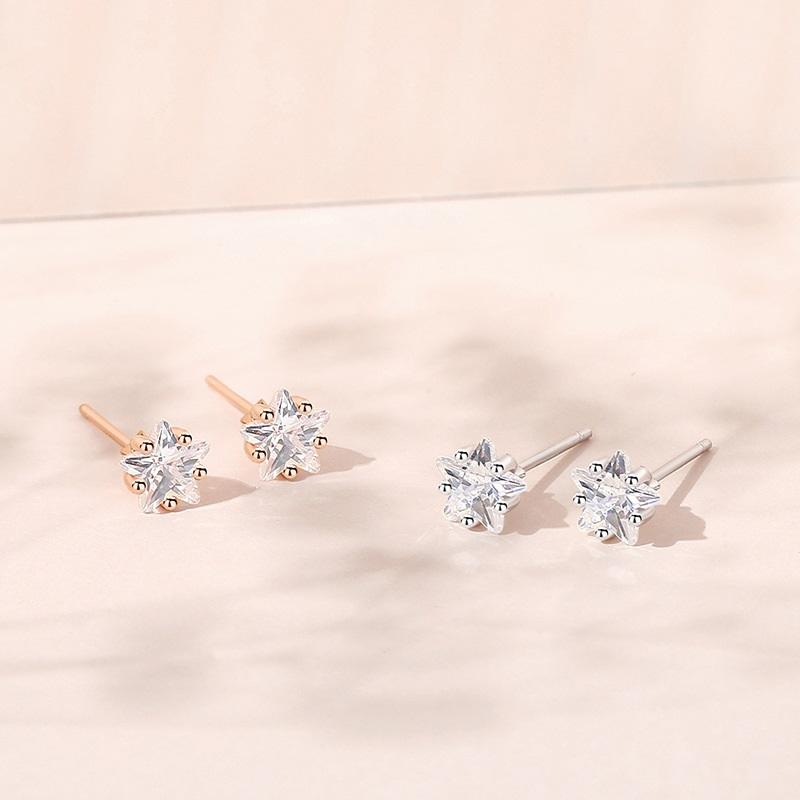 Sterling Silver 925 Earrings Star Shape Stone Đối với phụ nữ đeo hàng ngày Không phai 3